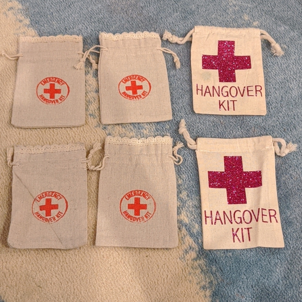 Assorted Hangover Kit Pouches for Bachelorette